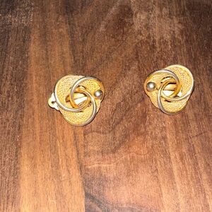 Vintage Hattie Carnegie Gold and Silver Knot Clip On Earrings